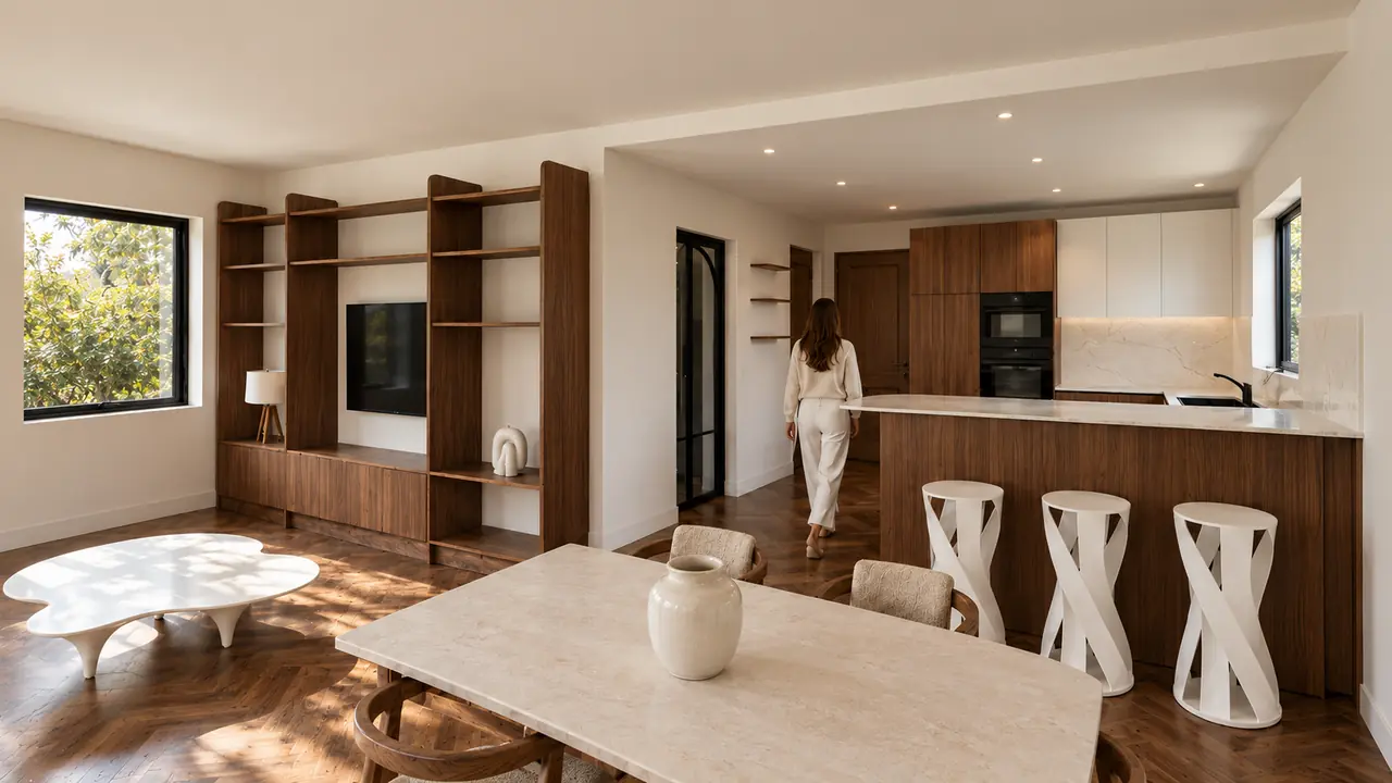 Cuisine en bois et pierre claire, photo de couverture